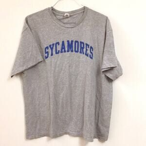 SYCAMORE plain gray tee cotton front print only XL